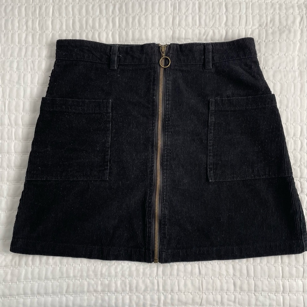 Altar'd State Black Corduroy Mini Skirt